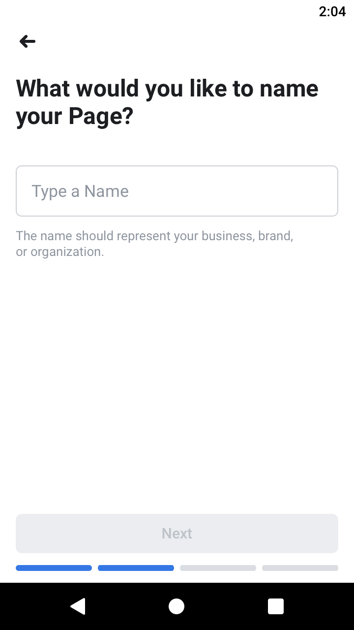 Entering the Page name